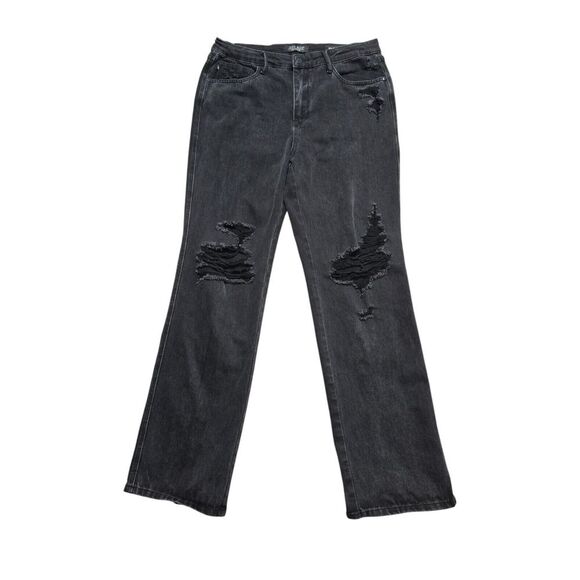 Judy Blue Rigid Magic High Rise 90s Straight Jeans Black Size 15/32 Distressed‎ - Picture 1 of 3
